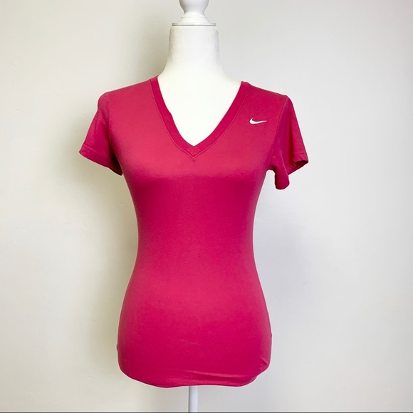 NWOT Nike Dri Fit Hot Pink V Cut Top Active Shirt - Picture 16 of 16